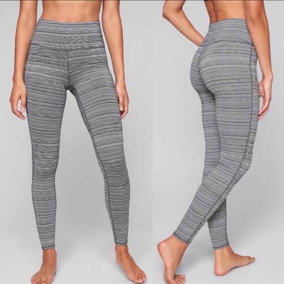 Athleta Grey Striped Leggings - Picture 2 of 3
